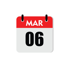 new calendar, calendar isolated on white, desktop calendar, 06 maret icon with white background