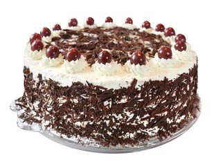 Traditional black forest cake from Germany, transparent background