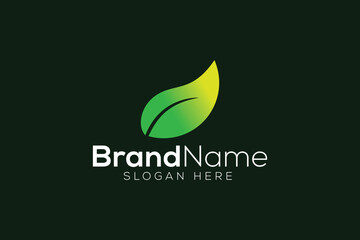 Organic eco abstract leaf logo design template