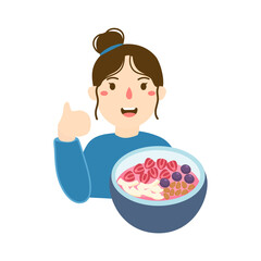 woman selling smoothie bowl illustration