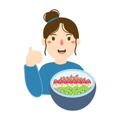 woman selling smoothie bowl