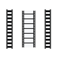 Curved 35mm strip film and frames for your vector image. Film reel cinema movie and photography vector image. Film strip set vector image