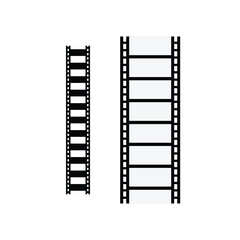 Obraz premium film strip isolated on white background. Film Strip icon. Movies Flim background with Flim roll. Black filled vector illustration. Filmstrip Set With Different Versions of Film.