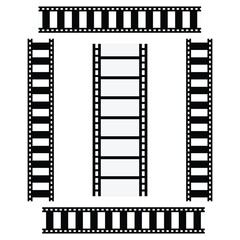 Obraz premium film strip vector, Curved 35mm strip film and frames for your vector image. Film reel cinema movie and photography vector image. Film strip set vector image. film strip isolated on white background