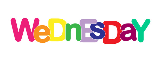 Colorful banner with the inscription WEDNESDAY, for decoration and design