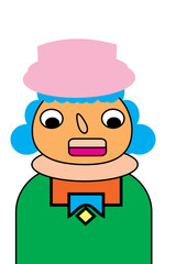 Cartoon farmer in pink hairs