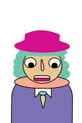 Cartoon illusionist with pink hairs