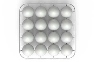 Farm raw organic white sugar-coated eggs for morning breakfast in metal tray