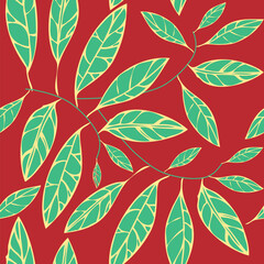 CUT OUT LEAF BOTANICAL ALL PVER PRINT SEAMLESS PATTERN VECTOR