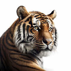 Fototapeta premium Tiger, in front of white background, AI generated