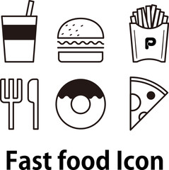 ファストフードアイコン（モノクロ）