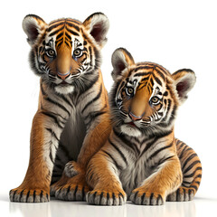 Tiger, tiger baby, in front of white background, AI generated
