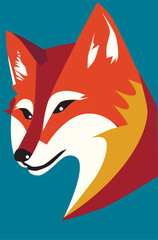 Obraz premium image of a fox on a blue background. Animal logo.