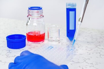 Scientist doctor pipetting samples in the lab