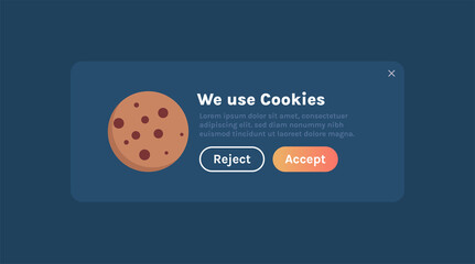 Protection of personal data information cookie and internet web page we use cookies policy concept flat illustration.	
