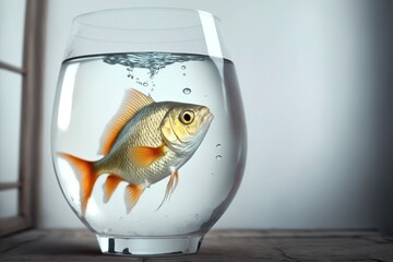 Goldfish in the aquarium. A lonely fish.