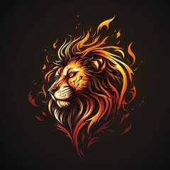 the king of the jungle with fire effect for wildlife art generative ai