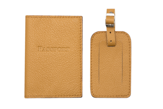 Coded Passport Covers. Brown, white, yellow, beige