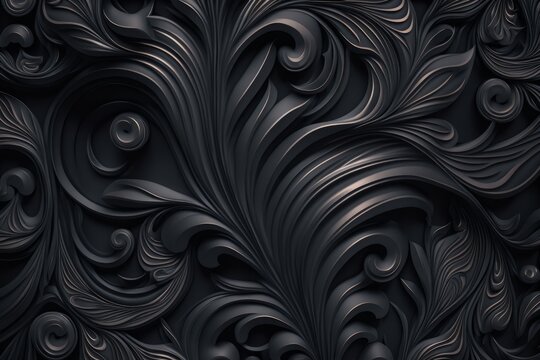 Generative AI , abstract black background with swirls, computer generated images