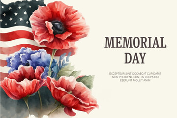 Memorial day banner decoration with poppies