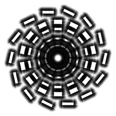 Modern geometric floral shapes circular pattern design element in black color on transparent background 