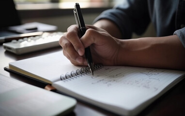 person writing on a notebook