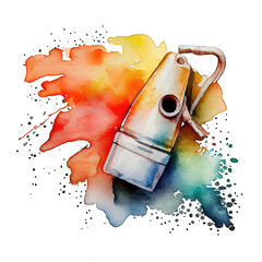 Emergency whistle illustration watercolor with transparent background. Generative AI