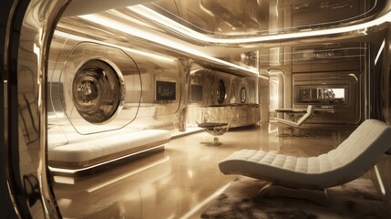 Platinum and Bronze: Award-Winning 8K HD Bionic Luxury with Shiny Walls and White Interior - The Ultimate Subway Station Experience, Generative AI