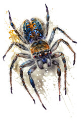Fototapeta premium Illustration spider in watercolor. Animal on a white background, generative AI