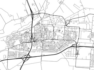 Vector Road map of the city of  Hoogeveen in the Netherlands. Based on data from OpenStreetMap.