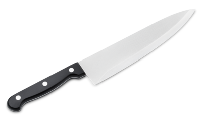 Closeup of kitchen knife isolated on transparent background