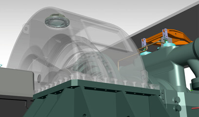 rupture disk turbine construction 3D illustration
