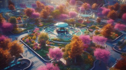 Immersive and Futuristic: A City Park with AI irrigation and ChatGPT neural networks while Coral Reefs meet Cinematic Underwater Beauty, Generative AI