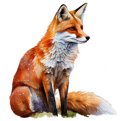 Obraz premium Fox illustration watercolor with transparent background. Generative AI