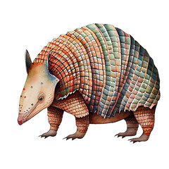 Armadillo illustration watercolor with transparent background. Generative AI