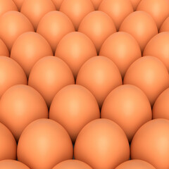 Many farm raw organic brown chicken eggs background from local market