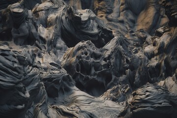 Close - up of basalt rock formations, Generative AI