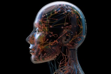 Generative AI image of robot profile, Generative AI