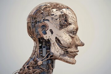 Generative AI image of robot profile, Generative AI