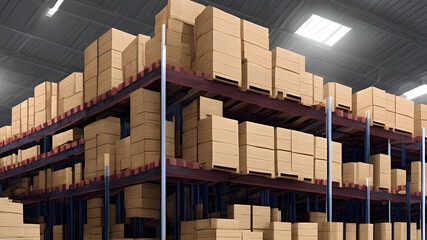 The parcel is on the conveyor belt, Concept of automatic logistics management, boxes on the conveyor, made by Ai