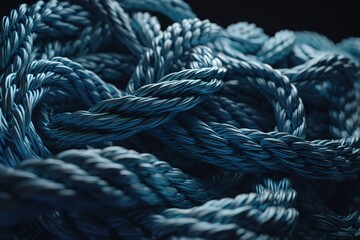 Fototapeta na wymiar Close - up Of Blue Ropes, Generative AI