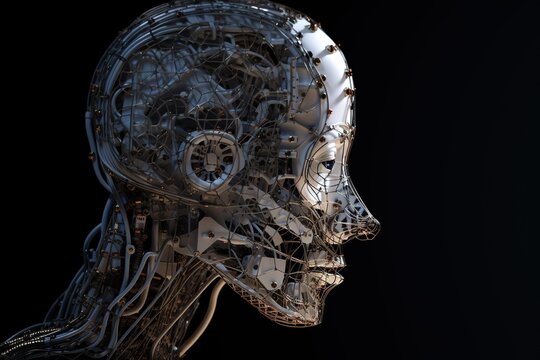 Generative AI image of robot profile, Generative AI