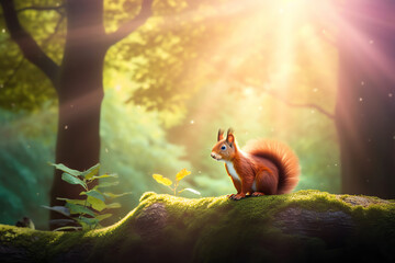 Charming Squirrel's Enchanted Forest Adventure, created with Generative Al technology.