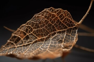 Close - up Of Dry Leaf On Metal Wire, Generative AI