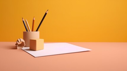 minimal scene with blank paper and pencil