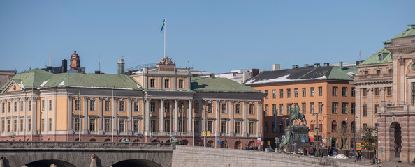 The building of Ministry of Foreign Affairs at the square Gustav Adolfs torg, a sunny spring day in...