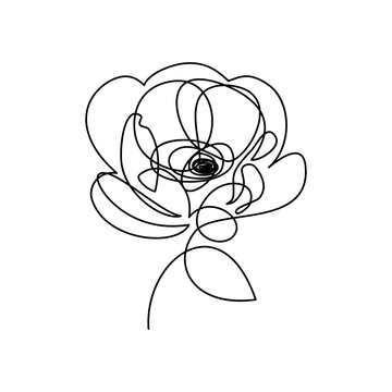recommend clip art: Abstract flower in continuous line art drawing style. Black linear sketch isolated on white background. Vector illustration