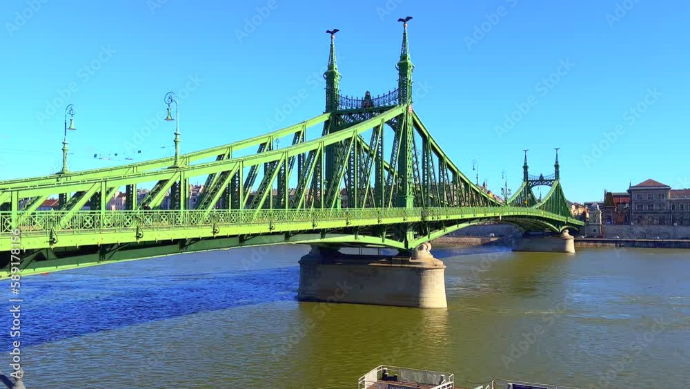 Wall mural Liberty Bridge on Danube, Budapest, Hungary