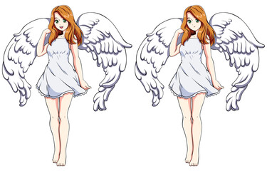 Angel Anime Girl on White