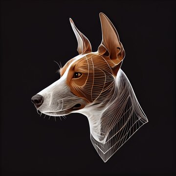Basenjis Dog Breed Isolated on Black Background. Generative AI